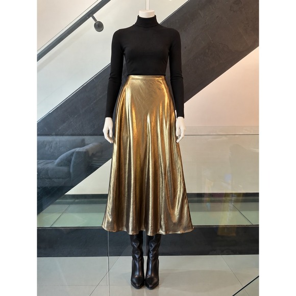 J.Crew Dresses & Skirts - J.Crew Metallic Gold Midi Skirt A-Line Liquid Shine Size Small